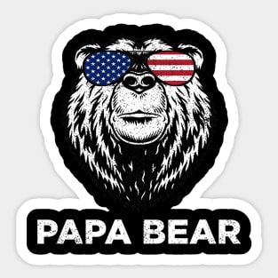 4th of July Papa Bear Fathers Day American Flag Sticker